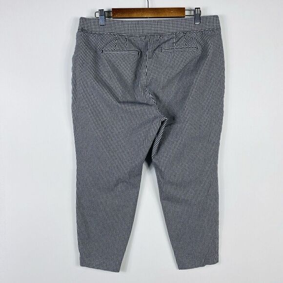 Talbots Size 16 Petite Gingham Print Pull On Skinny Ankle Pants Black White - Picture 2 of 4